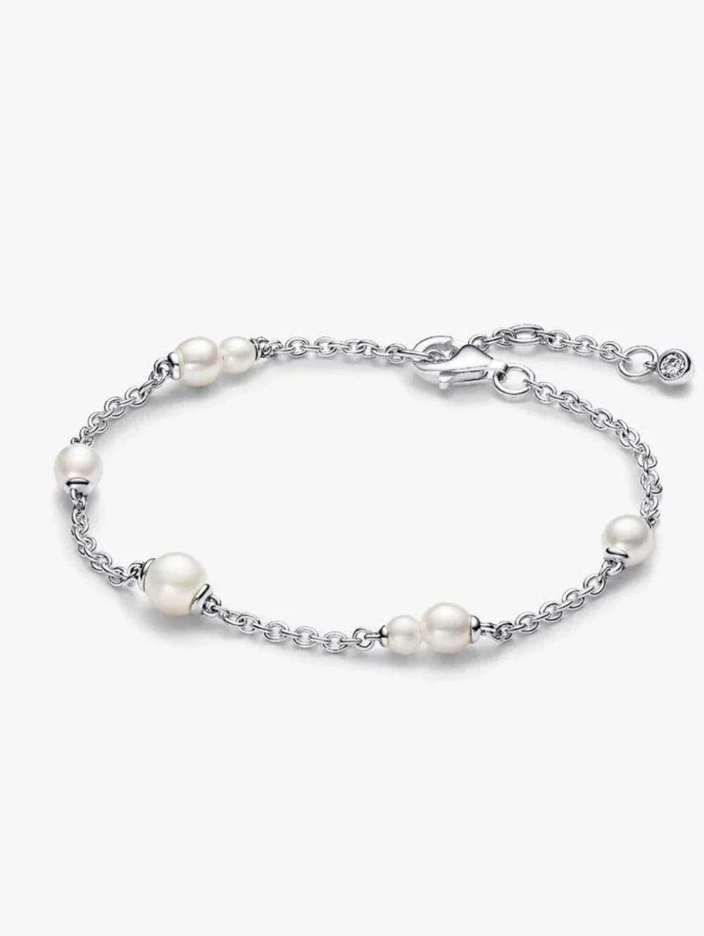 Pandora ALE Freshwater Cultured Pearl Station Chain Bracelet Sterling silver